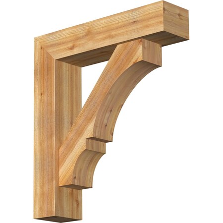 Ekena Millwork Balboa Block Rough Sawn Bracket w/ Offset Brace, Western Red Cedar, 8"W x 34"D x 38"H BKT0806X34X38BOA05RWR
